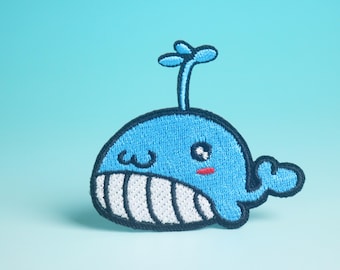 cute whale patch, cartoon patch, for kid, iron on patch, embroidered patch, aesthetic patch, funny patch, for jacket, for backpack,
