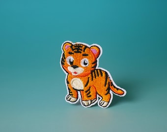 comic cute tiger patch, iron on patch, embroidered patch, aesthetic patch, funny patch, for jacket, for backpack,