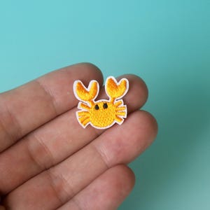 tiny crab patch, cute, iron on patch, embroidered patch, aesthetic patch, funny patch, for jacket, for backpack,