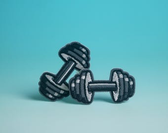 Dumbbell Iron On Patch: Gym Bag, Jacket, Backpack