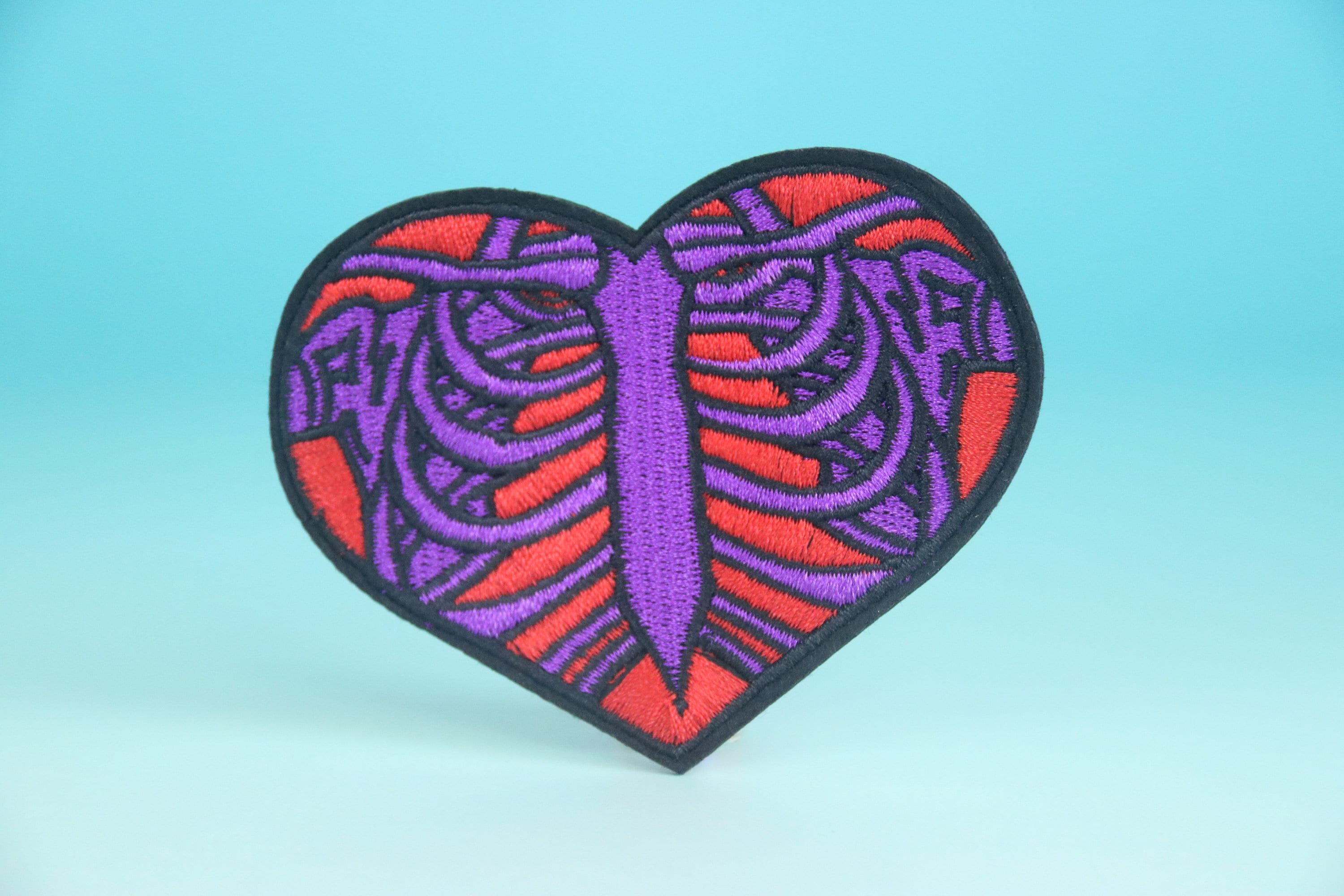 Red Heart Purple Skeleton Patch, Iron on Patch, Embroidered Patch ...