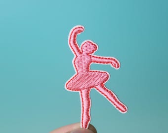 Pink Ballet Dancer Patch - Iron On Embroidered Applique