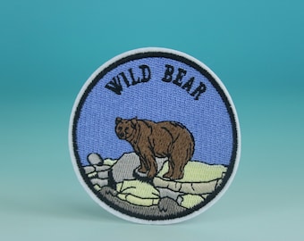 wilde Bären Aufnäher, Bären Flicken, Aufbügler, Aufnäher, gestickt, Ästhetische Aufnäher, Aufnäher, für Jacke, Rucksack, süsser Patch