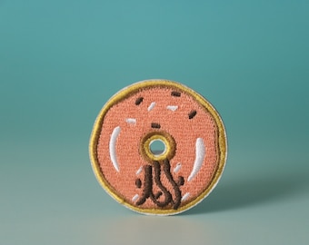 stryklapp med munk, läcker lapp, stryklapp, broderad lapp, estetisk lapp, rolig lapp, för jacka, för ryggsäck,