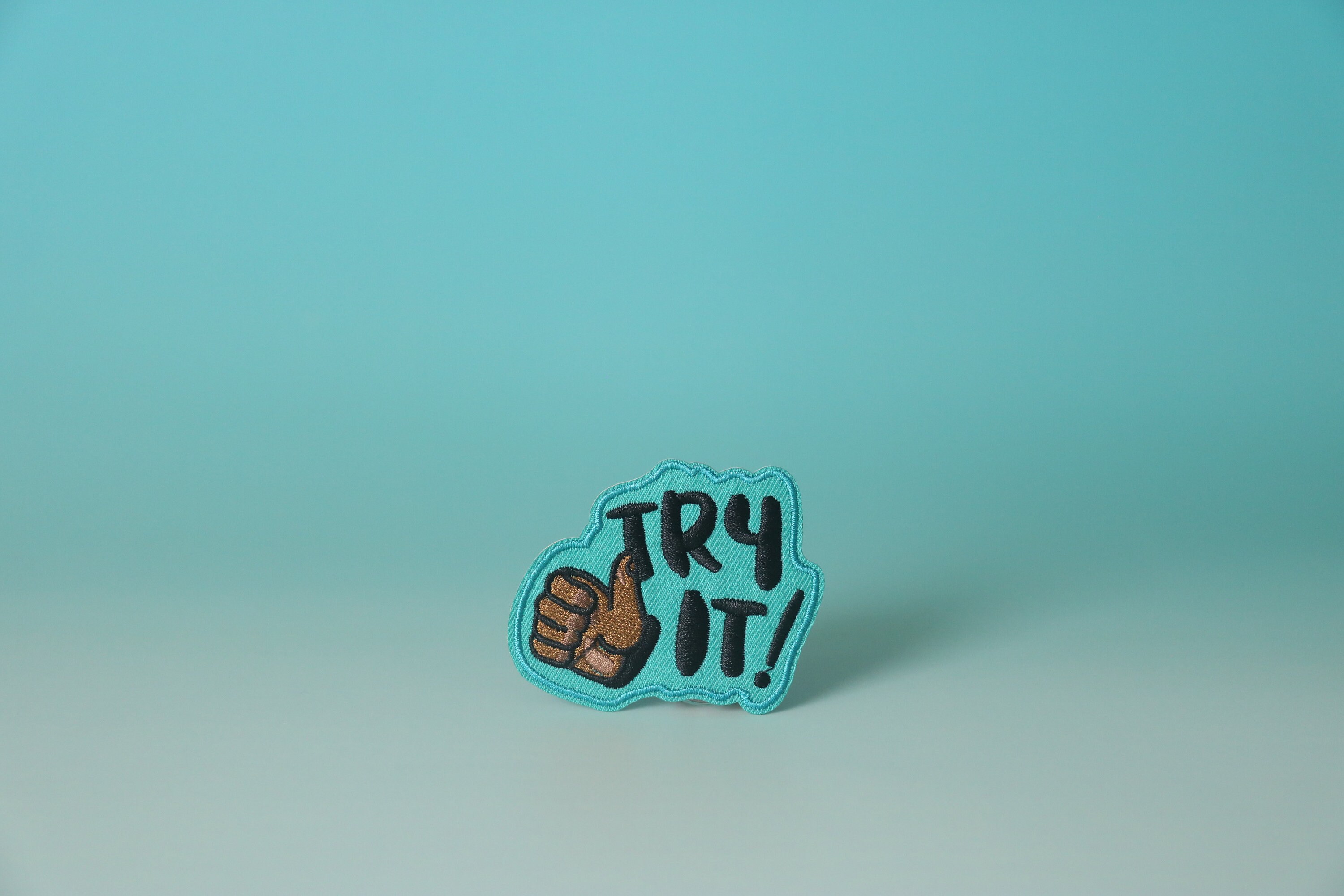 Try R Plus Patch Try It Patch, Thumbs up Patch, Phrase, Iron on Patch, Embroidered Patch ...