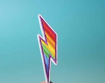 Parche de rayo de arcoíris, parche termoadhesivo, parche bordado, parche estético, parche divertido, para chaqueta, para mochila,