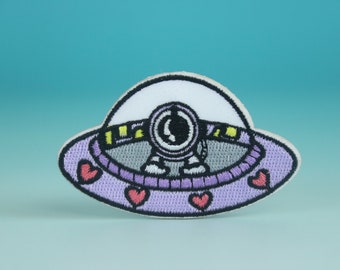 astronaut patch, UFO patch, spacecraft patch, iron on patch, embroidered patch, aesthetic patch, funny patch, for jacket, for backpack,