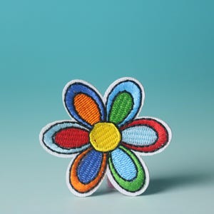 colorful daisy patch, rainbow flower patch, iron on patch, embroidered patch, aesthetic patch, funny patch, for jacket, for backpack,