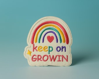 keep on growing patch, rainbow patch, iron on patch, embroidered patch, aesthetic patch, funny patch, for jacket, for backpack,