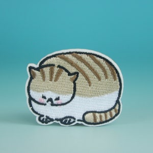fat tabby cat patch, cute, iron on patch, embroidered patch, aesthetic patch, funny patch, for jacket, for backpack,