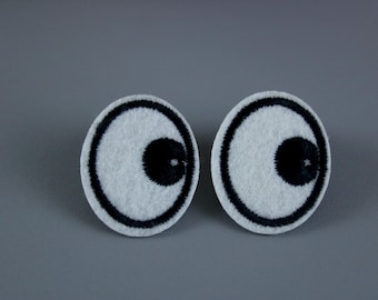 a pair of comic eyes patch, iron on patch, embroidered patch, aesthetic patch, funny patch, for jacket, for backpack,