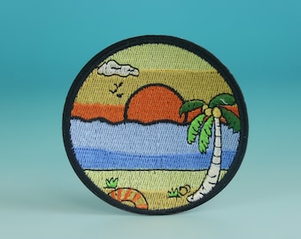 sunrise patch, beach patch, iron on patch, embroidered patch, aesthetic patch, funny patch, for jacket, for backpack,