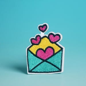 Liebesbrief Aufnäher, Liebes Patch, Aufnäher mit Liebe, gestickt, rosa Herz Aufnäher, Aufnäher, Aufnäher für Jacke, Rucksack, Jacke,