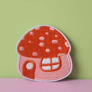 mushroom house patch, fairy tale patch, iron on patch, embroidered patch, aesthetic patch, funny patch, for jacket, for backpack,