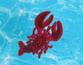 lobster patch, iron on patch, embroidered patch, aesthetic patch, funny patch, for jacket, for backpack,