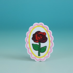 red rose patch, tiny flower, iron on patch, embroidered patch, aesthetic patch, funny patch, for jacket, for backpack,