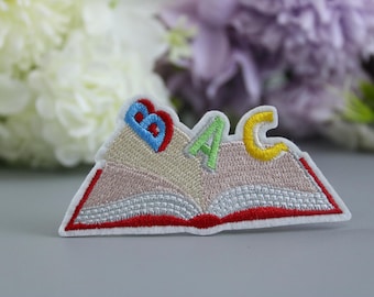 book patch, letters patch, ABC patch, iron on patch, embroidered patch, aesthetic patch, funny patch, for jacket, for backpack,