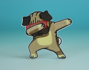 cool dancing dog patch, bulldog, iron on patch, embroidered patch, aesthetic patch, funny patch, for jacket, for backpack,