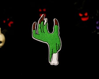 zombie's hand patch, for Halloween patch, iron on patch, embroidered patch, aesthetic patch, funny patch, for jacket, for backpack,