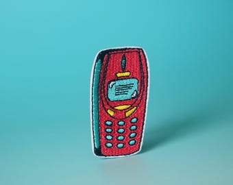 vintage cellphone patch, iron on patch, embroidered patch, aesthetic patch, funny patch, for jacket, for backpack,