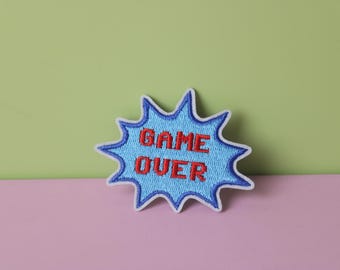 game over patch, game patch, iron on patch, embroidered patch, aesthetic patch, funny patch, for jacket, for backpack,