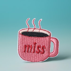 a cup of hot coffee patch, tea patch, iron on patch, embroidered patch, aesthetic patch, funny patch, for jacket, for backpack,