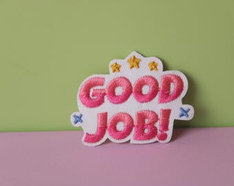 good job patch, phrase, iron on patch, embroidered patch, aesthetic patch, funny patch, for jacket, for backpack,