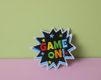 game on patch, game patch, iron on patch, embroidered patch, aesthetic patch, funny patch, for jacket, for backpack,