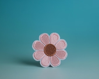 Light Pink Daisy Patch: Embroidered Iron-On Applique