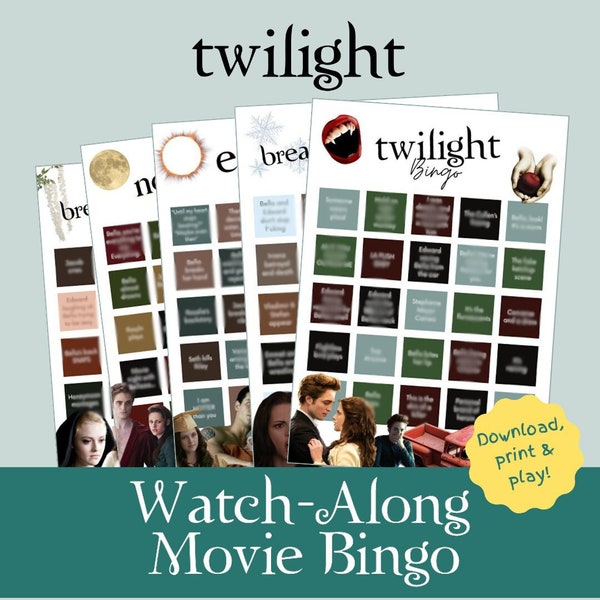 Twilight Saga Watch Along Bingo | Instant Download