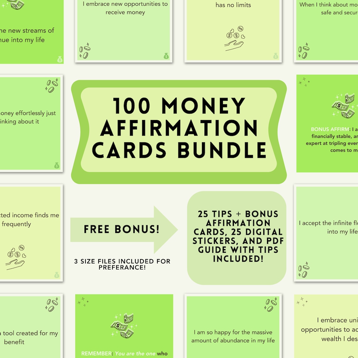 Money Affirmation Cards Bundle, Daily Affirmation Cards, Money ...