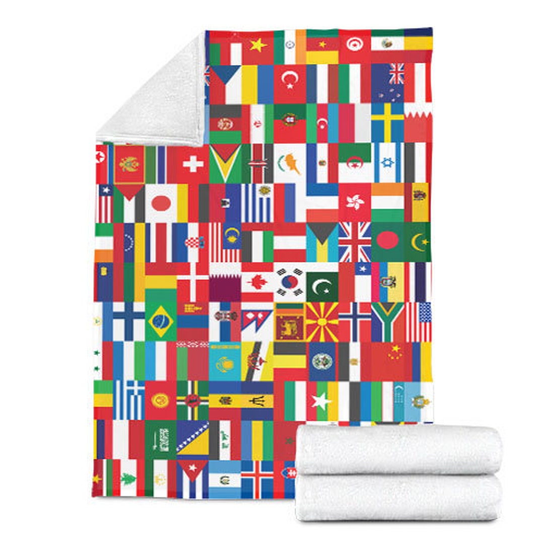 World Flags Blanket, Flags of the World Blanket, Travel Blanket