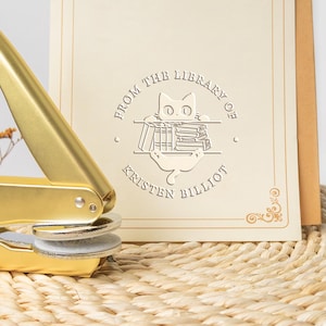 Embossage de livres personnalisé/timbre de la bibliothèque du livre/timbre de gaufrage de bibliothèque/timbre de gaufrage Ex Libris/cadeaux pour les amateurs de lecture