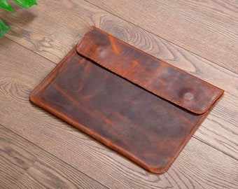 Personalized Leather Sleeve Bag for MacBook Pro and Air - 16'', 14'', 13'', 13.3'' & 15'' Crayz Horse Leather and leather bag Gifts