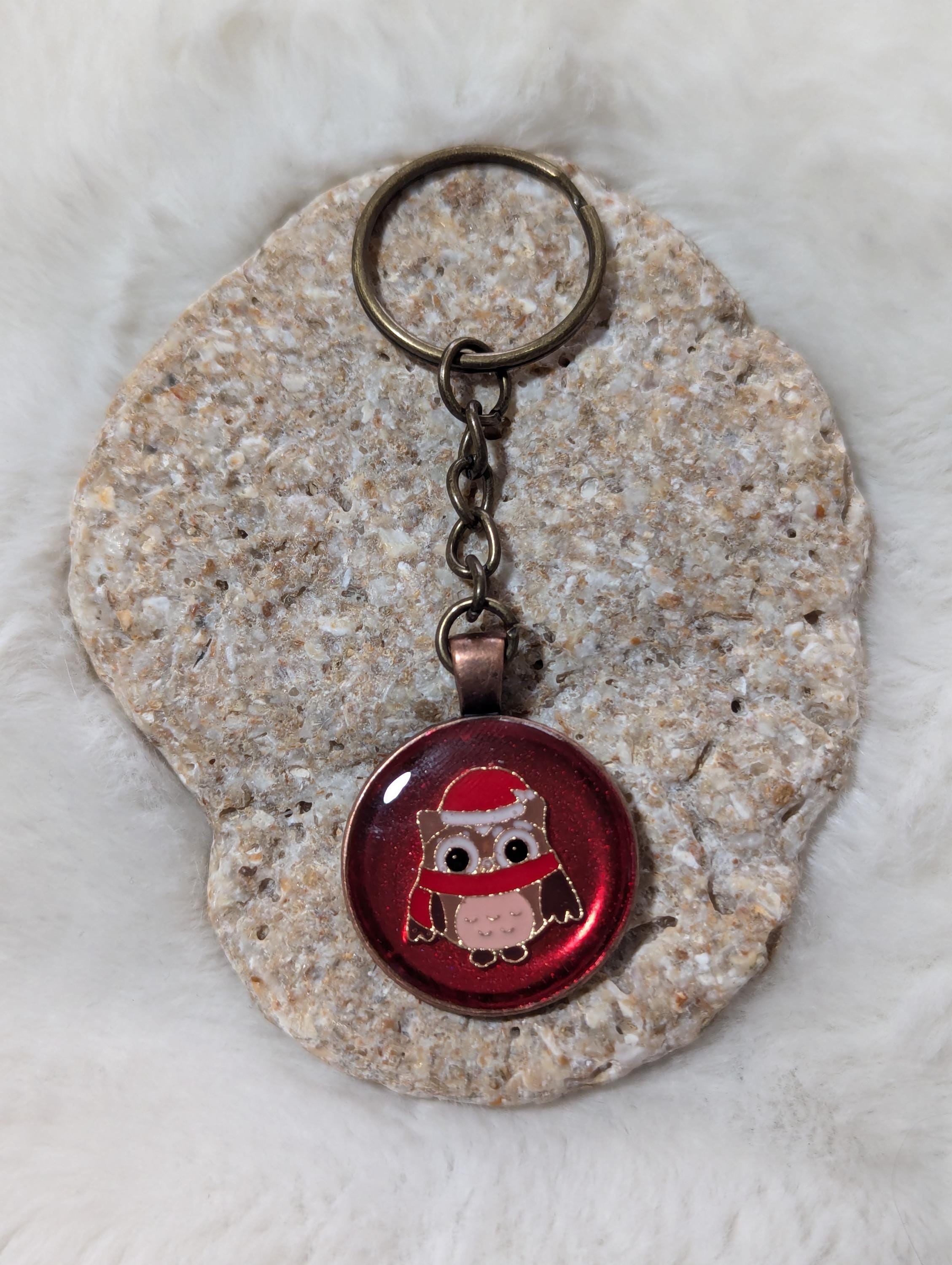 UV Resin Christmas Owl Keychain