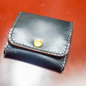 Monedero de cuero genuino de caballo, monedero de cuero, pequeña bolsa plegable, estuche para auriculares