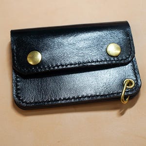 Cartera de camionero de cuero genuino de caballo curtido vegetal pesado cosida a mano, cuero genuino de caballo / Cartera de camionero