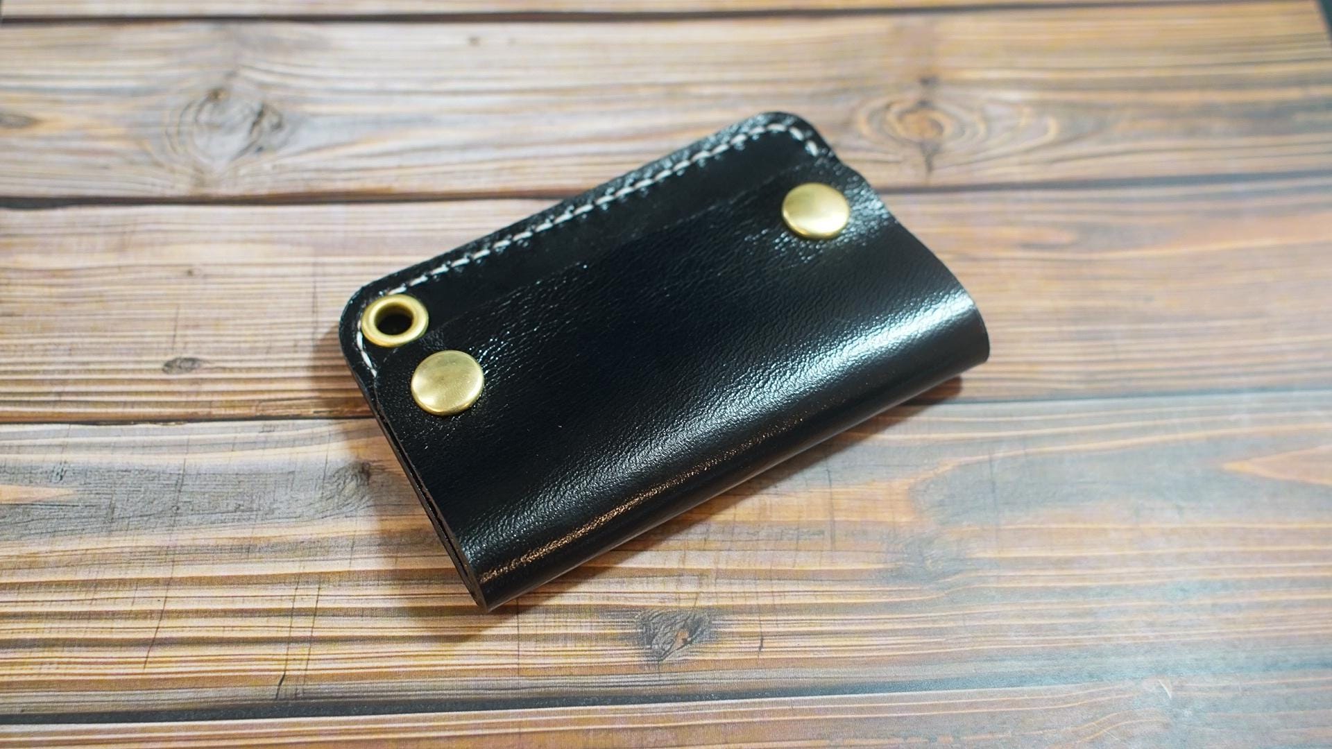Genuine Horse Leather Mini Tracker Wallet, Horse Leather, Black