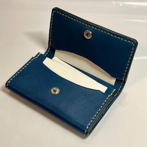 Tochigi Leather Business Card Holder Card Case Blue Genuine LeatherGenuine Leather Men's Card Case Holder