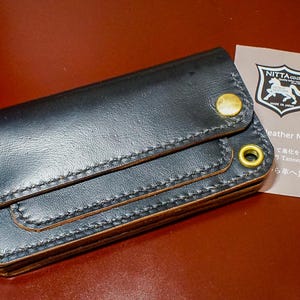 Cartera Trucker de cuero de caballo genuino cosida a mano, cuero de caballo genuino / Cartera Trucker