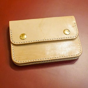 Cartera Trucker de cuero curtido vegetal japonés cosida a mano, cuero curtido vegetal genuino / Cartera Trucker