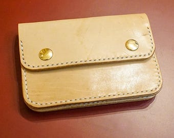 Japanese Vegetable Tanned Leather Trucker wallet hand-sewn, genuine Vegetable Tanned leather / Trucker Wallet