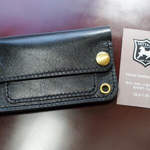 Cartera Trucker de cuero de caballo genuino cosida a mano, cuero de caballo genuino / Cartera Trucker