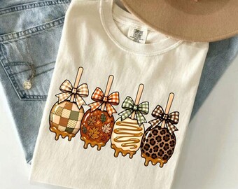 Camiseta Caramel Apple Pops, Sudadera con capucha Fall Vibes Harvest, Sudadera a cuadros Caramel Leopard, Camiseta Cozy Harvest, Regalo para amantes del otoño