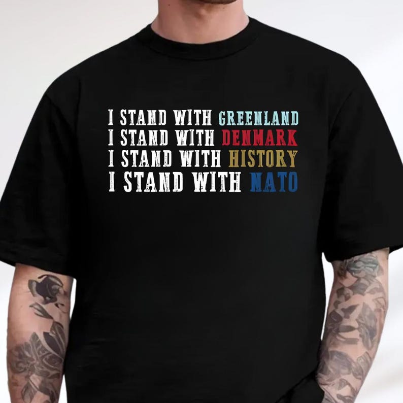 A black t-shirt with text printed on it.