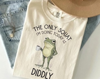 Camiseta "La única sentadilla que haré hoy es nada", sudadera con capucha con meme de café y rana divertida, sudadera con bebida sarcástica, camiseta con humor de gimnasio