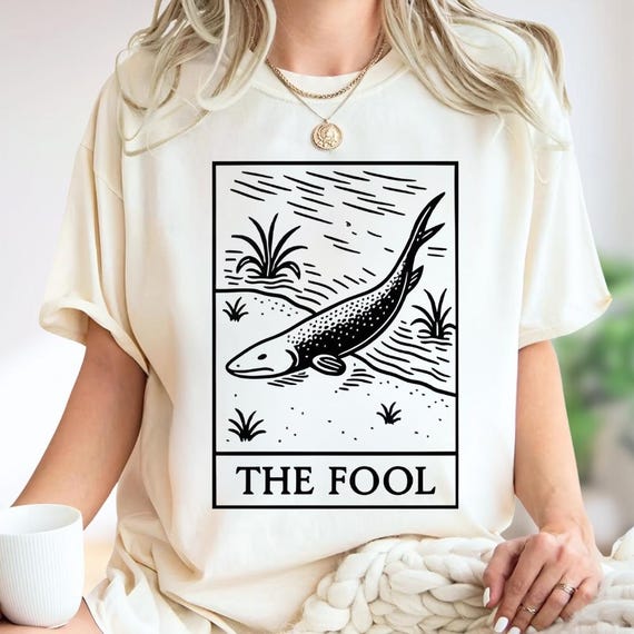The Fool Tarot Card Shirt, Tiktaalik Evolution Meme, Funny Tarot Lover Gift, Vintage Major Arcana Tee, Prehistoric Fish Walking Shirt