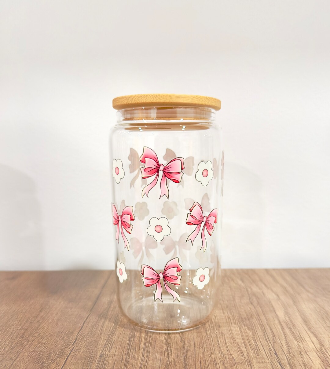 Pink Coquette Cup, Pink Bow Glass Cup, Glass Tumbler With Pink Bow ...