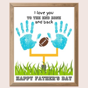 Art d'empreinte de main pour la fête des pères, activité pour la fête des pères, empreinte de main de football, cadeau pour papa pour les enfants, artisanat sportif d'empreinte de main pour la fête des pères à imprimer