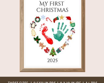 Baby’s First Christmas Handprint Craft, Christmas 2025 Handprint, My First Christmas footprint art, Winter footprint crafts for newborn